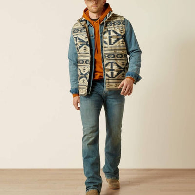 Ariat Mens Logo Softshell Vest White Pepper Southwest - 10062590