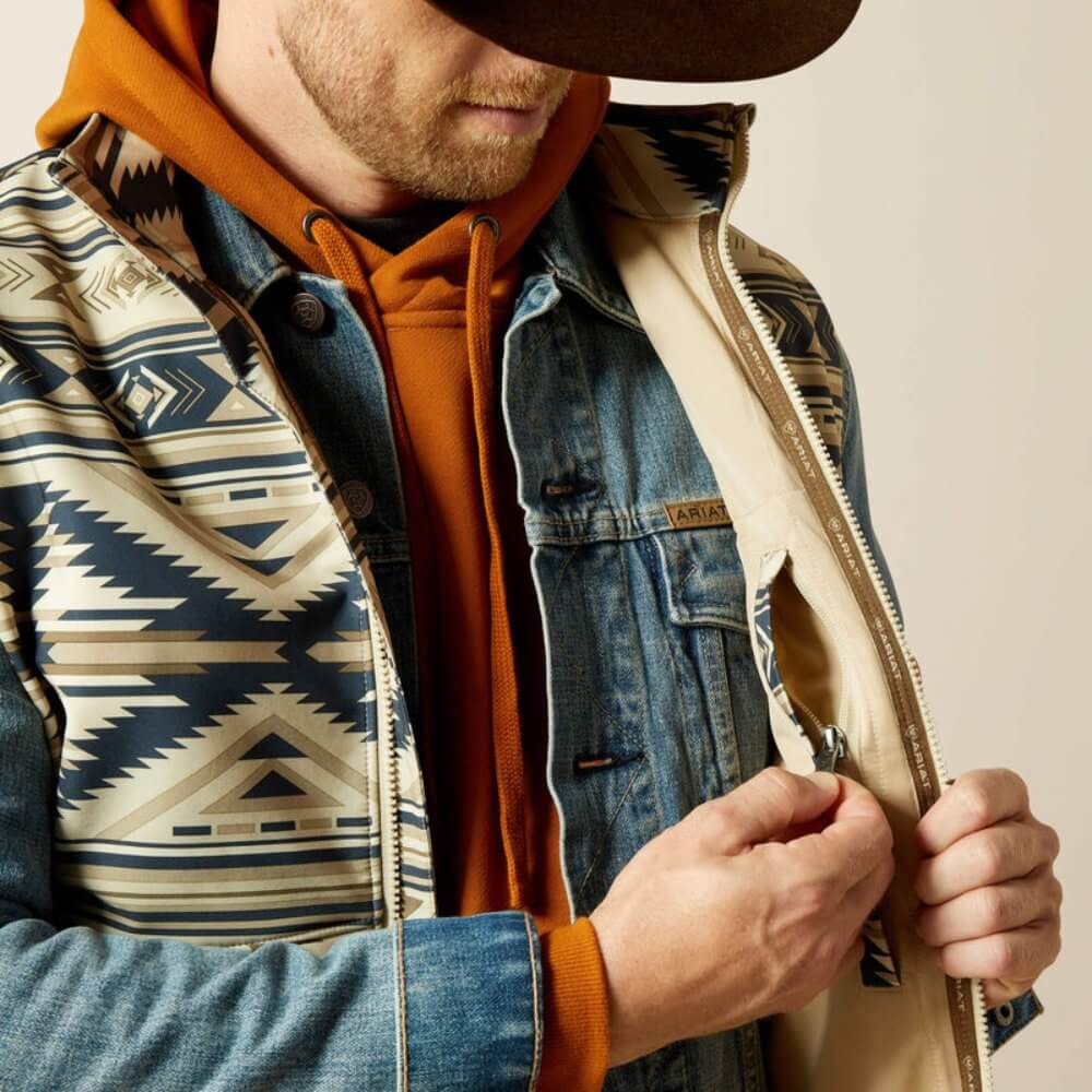 Ariat Mens Logo Softshell Vest White Pepper Southwest - 10062590