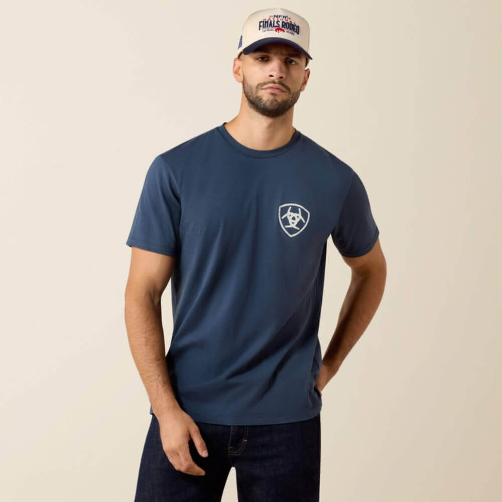 Ariat Mens Longhorn Patriot Bravery T-Shirt Blue Dusk - 10080248