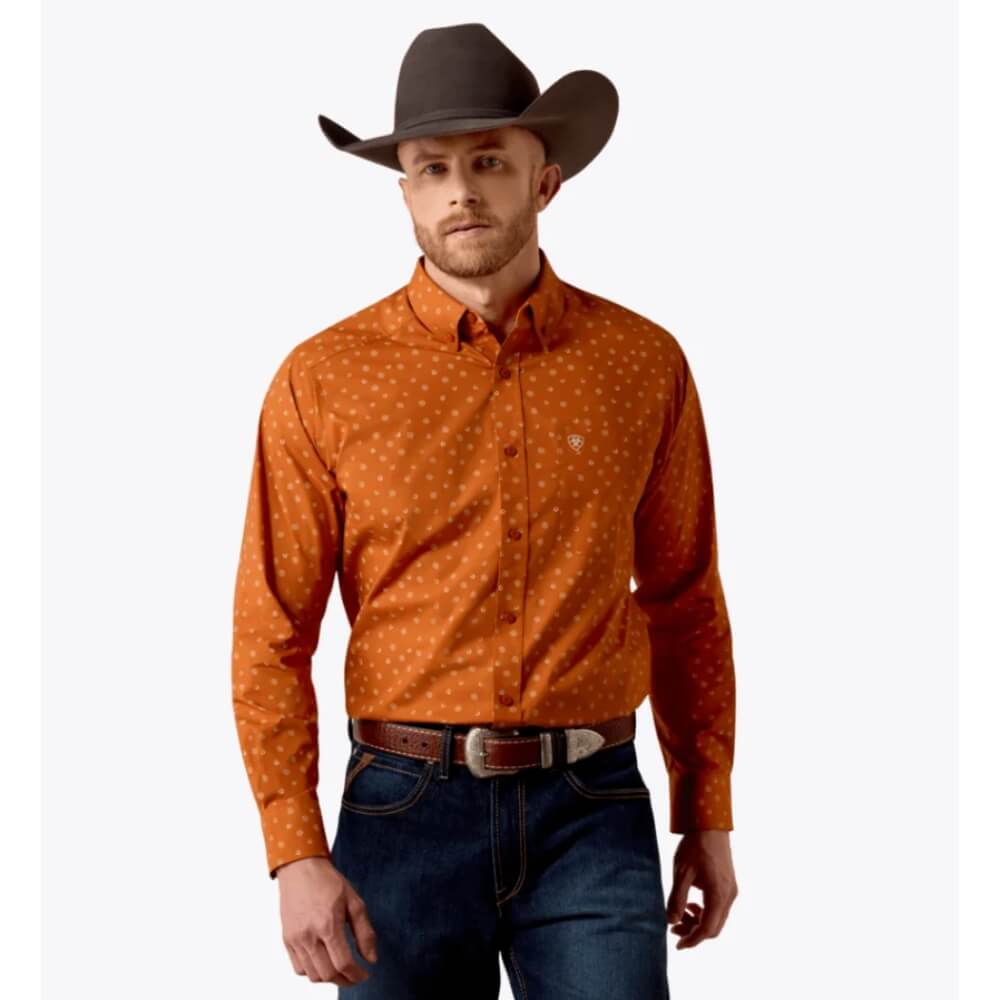 Ariat Mens Ludwig Long Sleeve Shirt Orange - 10080741