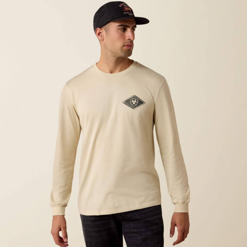 Ariat Mens Medallion Standard Long Sleeve T-Shirt Natural - 10080589