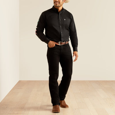 Ariat Mens Mexico Fitted Long Sleeve Shirt Black - 10038914