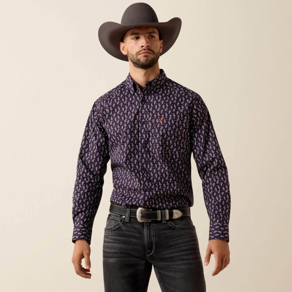 Ariat Mens Parry Classic Fit Shirt Purplavy Paisley Print - 10079288