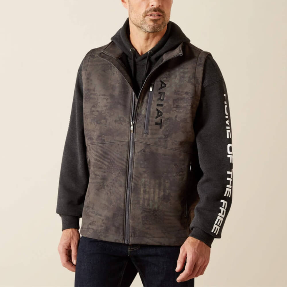 Ariat Mens Patriot Flag Softshell Vest Phantom - 10062594