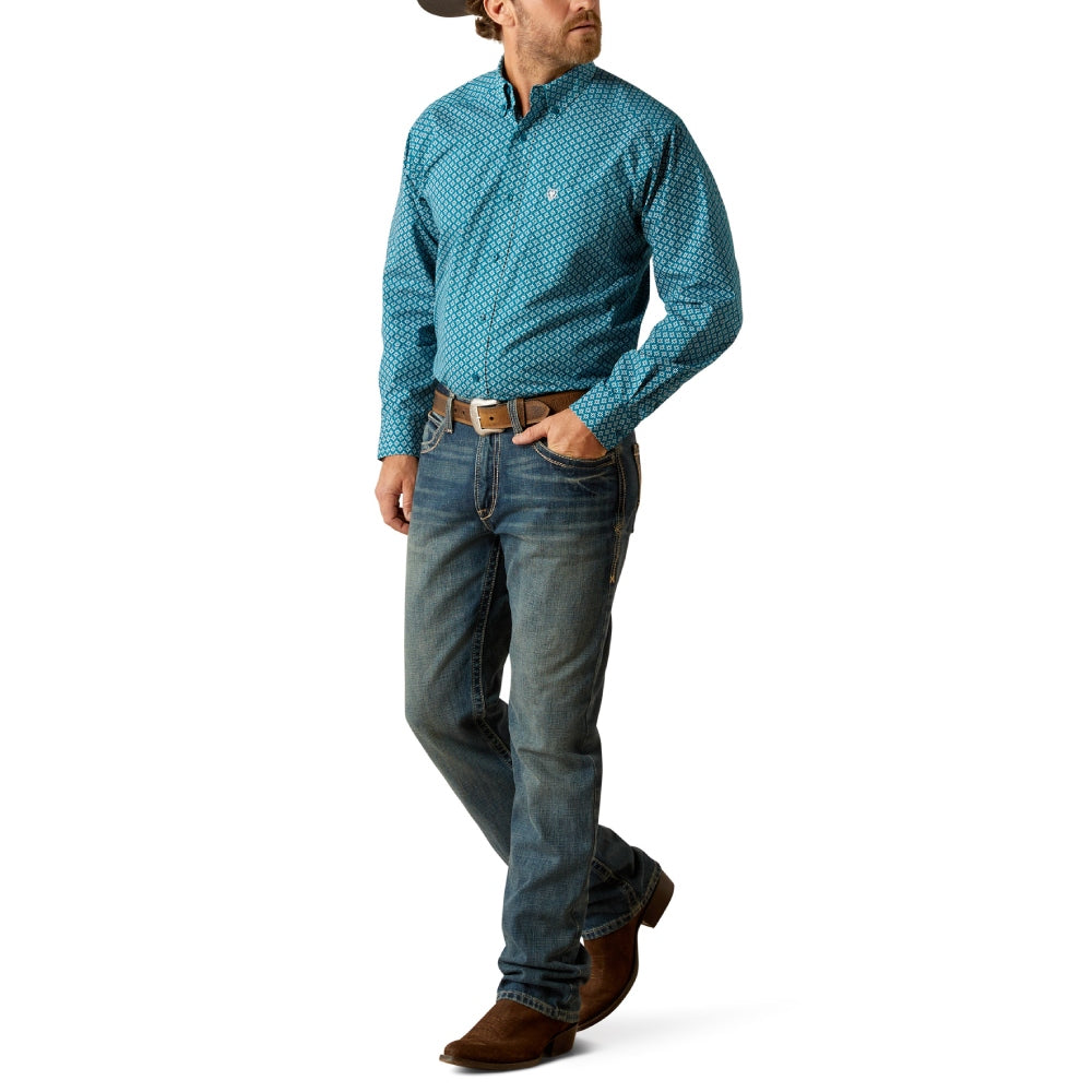 Ariat Mens Petey Dark Teal Print Shirt