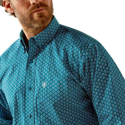 Ariat Mens Petey Dark Teal Print Shirt