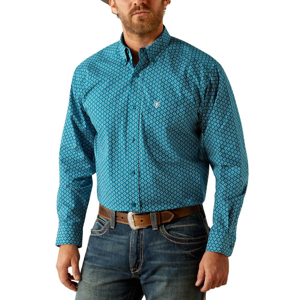 Ariat Mens Petey Dark Teal Print Shirt