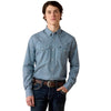 Ariat Mens Phoenix Long Sleeve Pearl Snap Shirt Blue - 10080597
