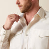 Ariat Mens Pinpoint Oxford Classic Fit Snap Shirt Off White - 10071106