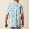 Ariat Mens Pratt Classic Fit Shirt Blue Glow Western Print - 10071731