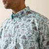 Ariat Mens Pratt Classic Fit Shirt Blue Glow Western Print - 10071731
