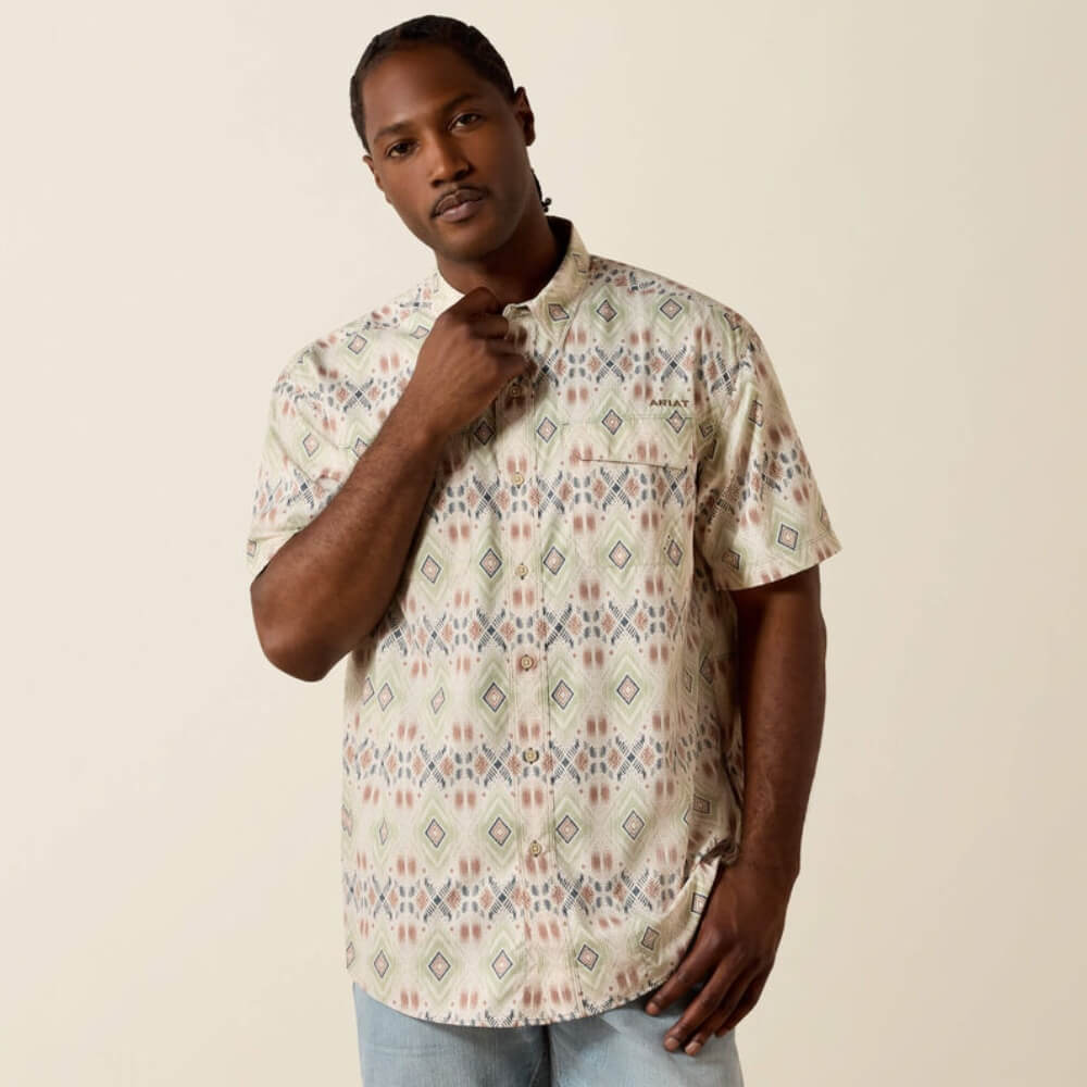 Ariat Mens Printed VentTEK Outbound Shirt Moonbeam - 10071049