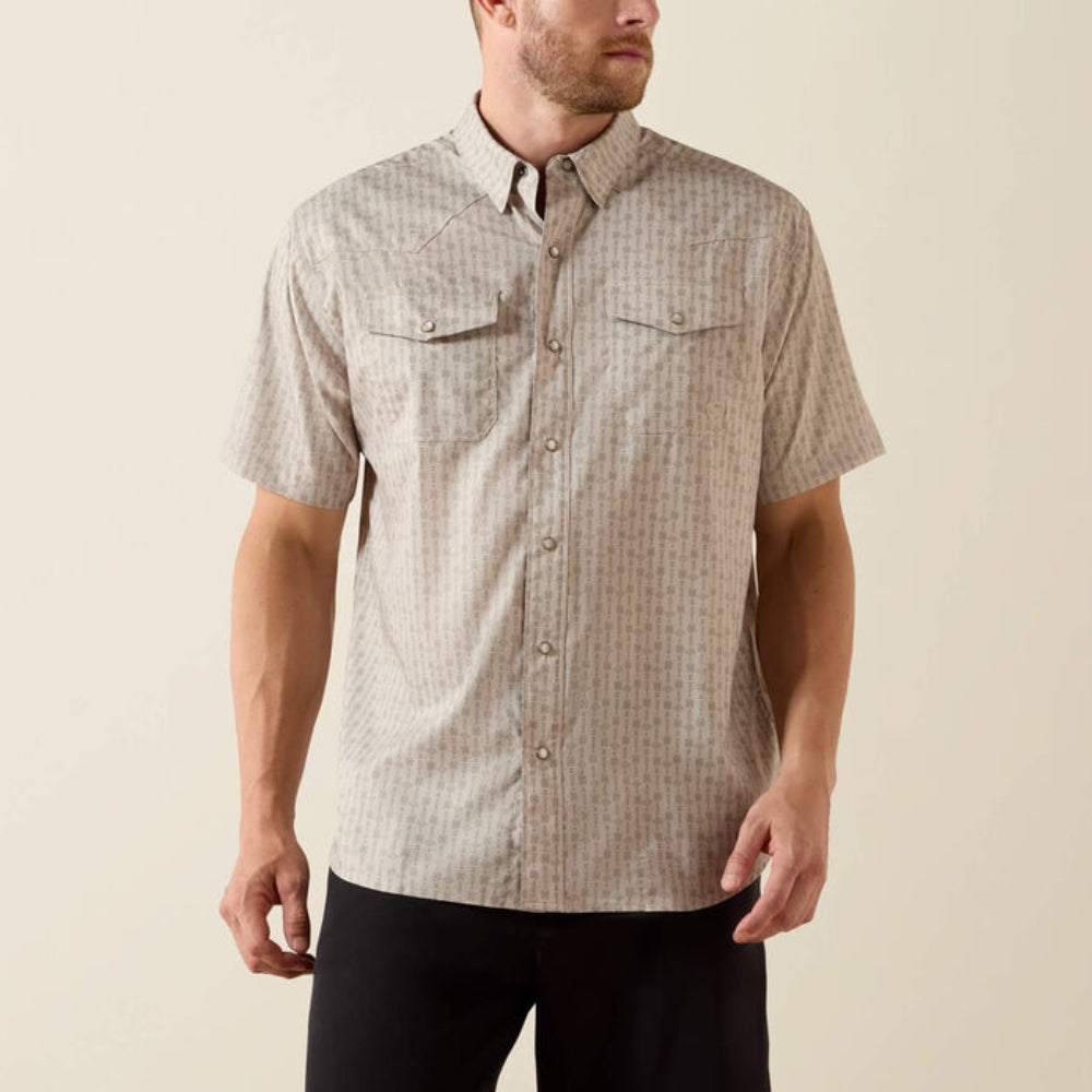 Ariat Mens Printed Western VentTEK Shirt Island Fossil - 10071045