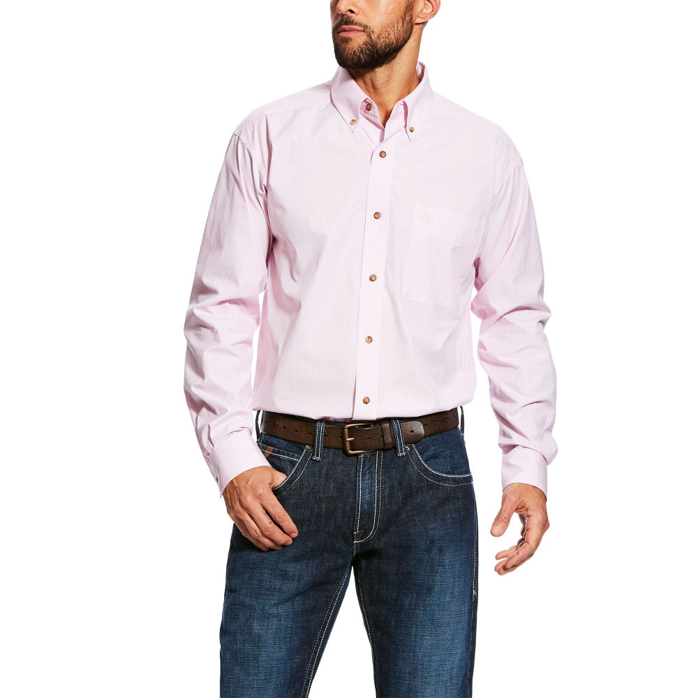 Ariat Mens Pro Series Dayne Mini Stripe Shirt Pink - 10023596