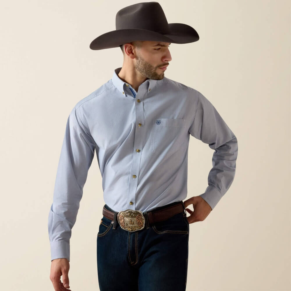 Ariat Mens Pro Series Dayne Mini Stripe Shirt True blue - 10023597