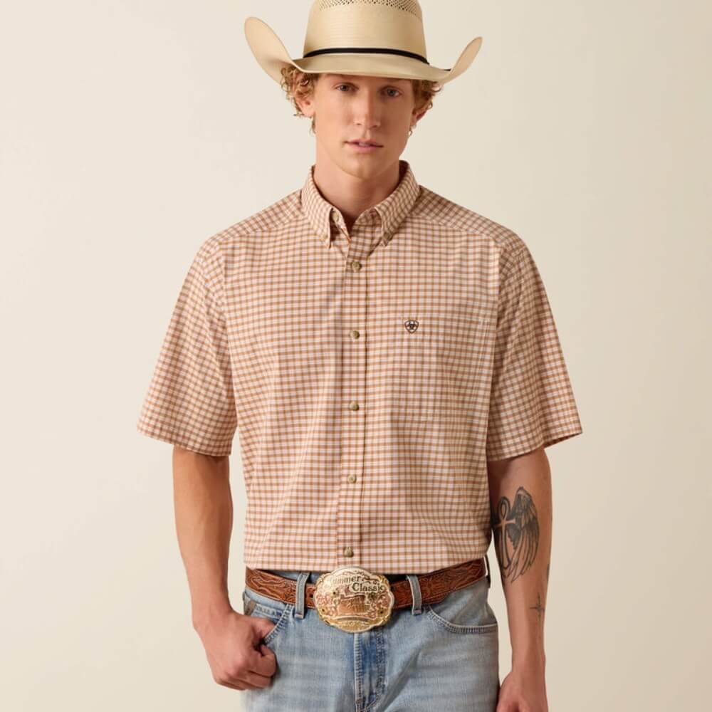 Ariat Mens Pro Series Niles Classic Fit Shirt Light Brown - 10073609