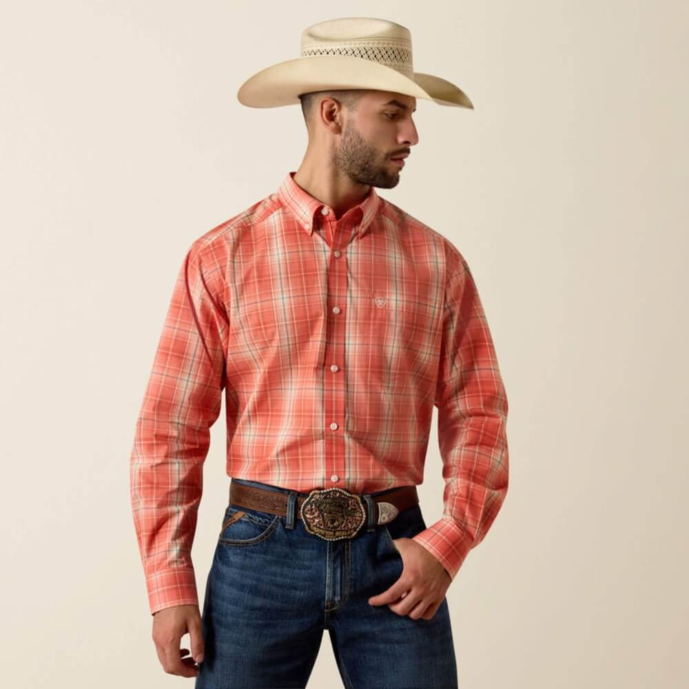 Ariat Mens Pro Series Noble Classic Fit Shirt Orange - 10073561