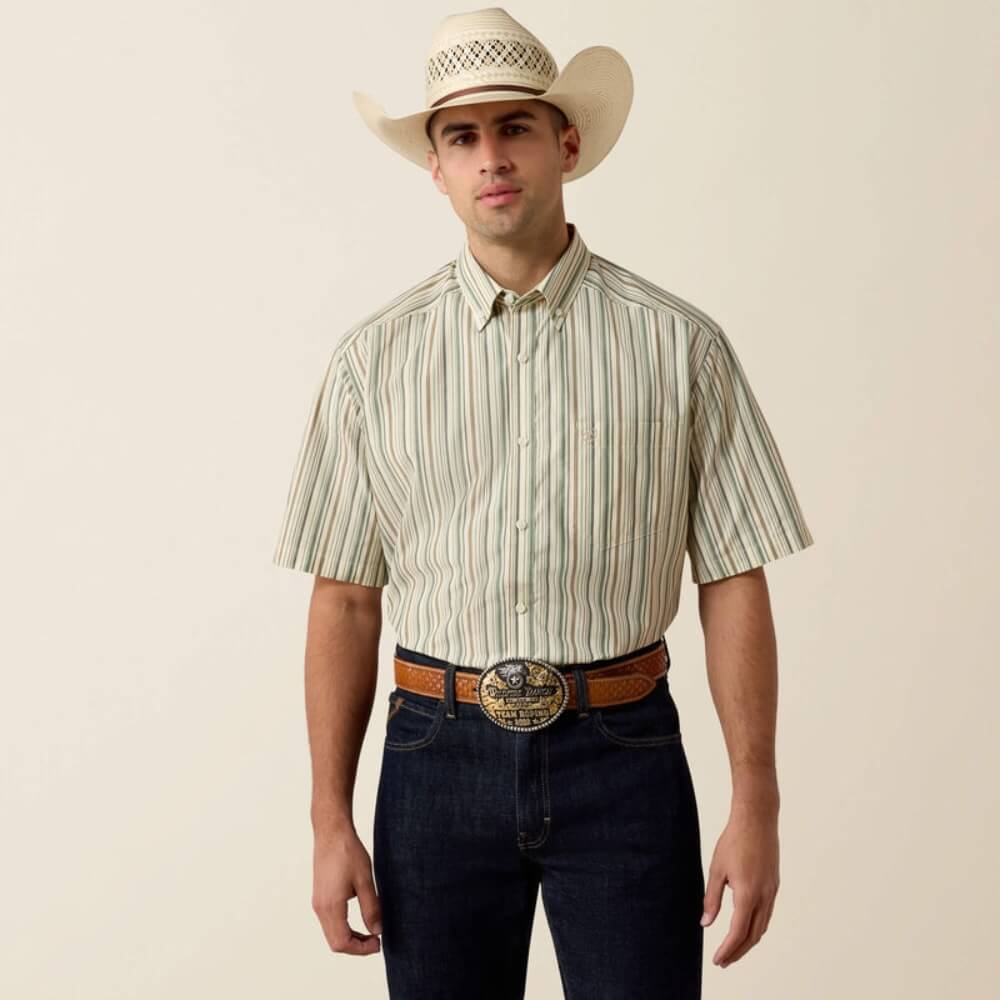 Ariat Mens Pro Series Stevie Classic Fit Shirt White Multi Stripe - 10073567