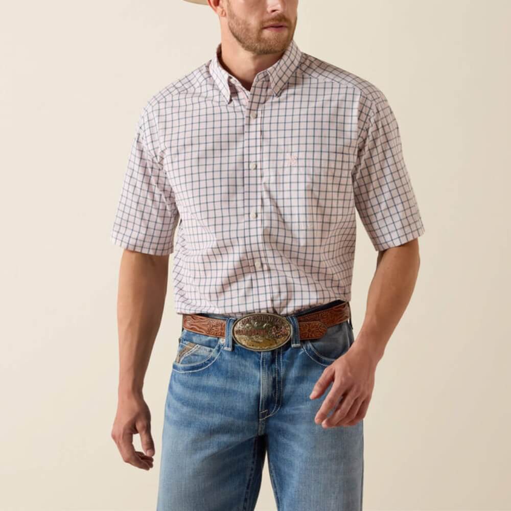 Ariat Mens Pro Series Tex Classic Fit Shirt White Plaid - 10071617