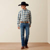 Ariat Mens Pro Series Wes Fitted Shirt Savannah Tan Medium Plaid - 10079432