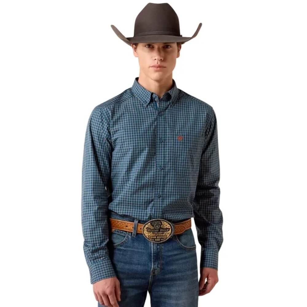Ariat Mens Pro Series Whit Fitted Shirt Sailor Blue - 10079443