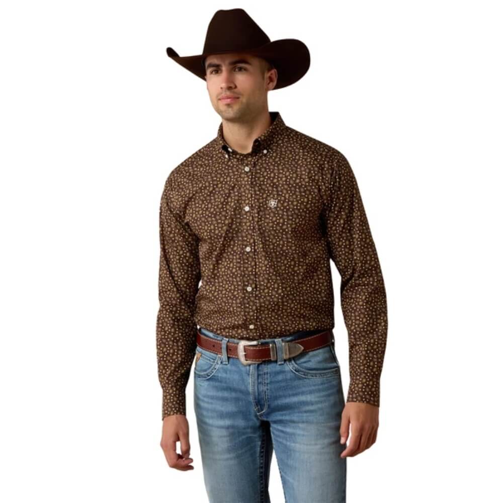 Ariat Mens Raven Long Sleeve Shirt Brown - 10080721