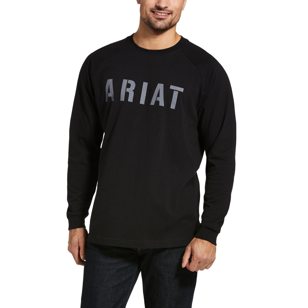 Ariat Mens Rebar Black Cotton Strong Block T-Shirt