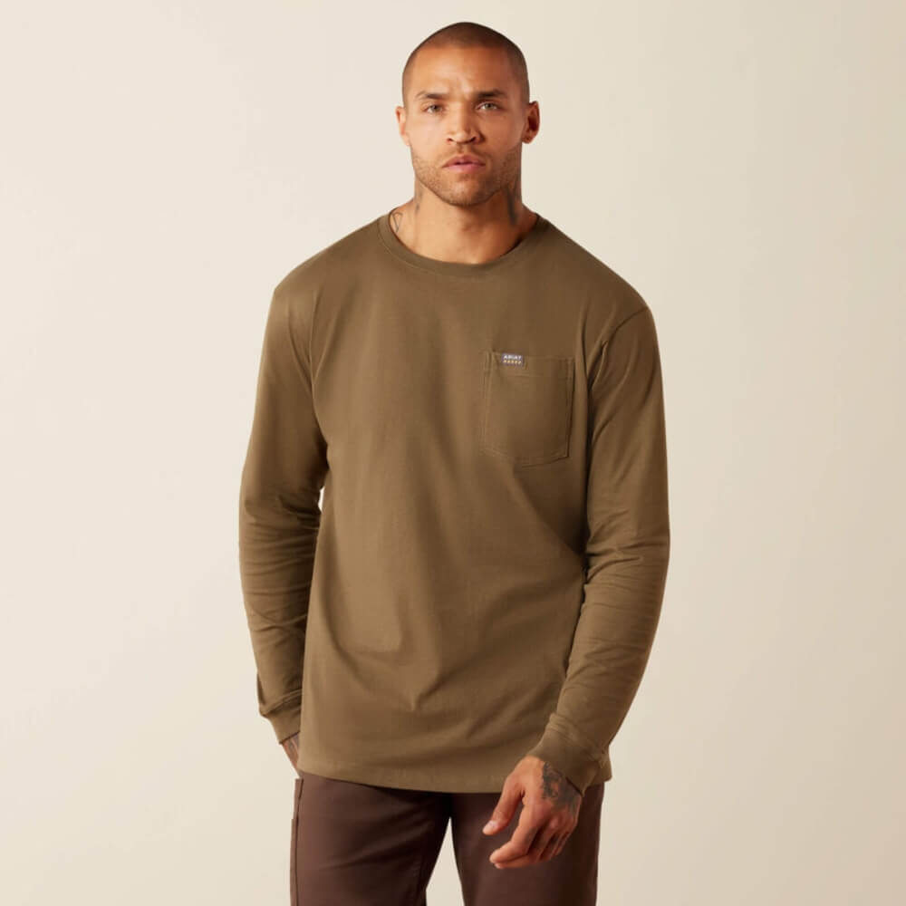 Ariat Mens Rebar Cotton Strong Hardhead T-Shirt Canteen - 10079864