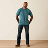 Ariat Mens Rebar Heat Fighter Textured Logo T-Shirt Hydro - 10071313