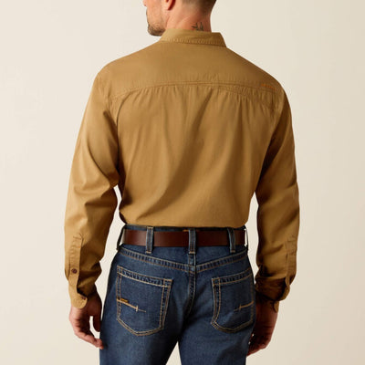 Ariat Mens Rebar Twill Work Shirt Washed Khaki - 10052940