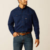 Ariat Mens Rebar Twill Work Shirt Washed Navy - 10052941