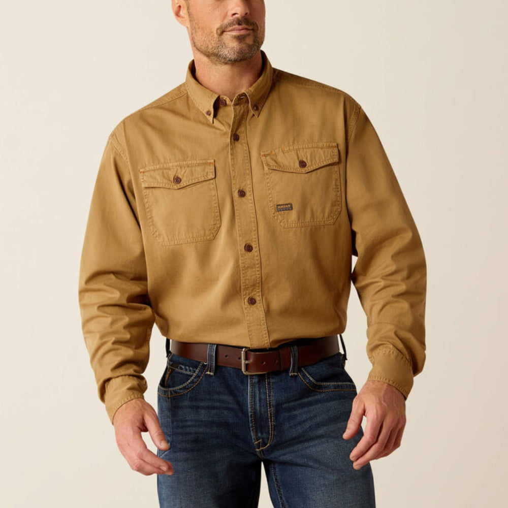 Ariat Mens Rebar Washed Twill Work Shirt