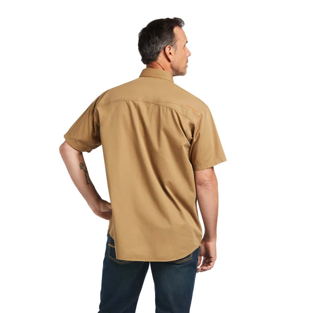 Ariat Mens Rebar Washed Twill Work Shirt Khaki - 10039483