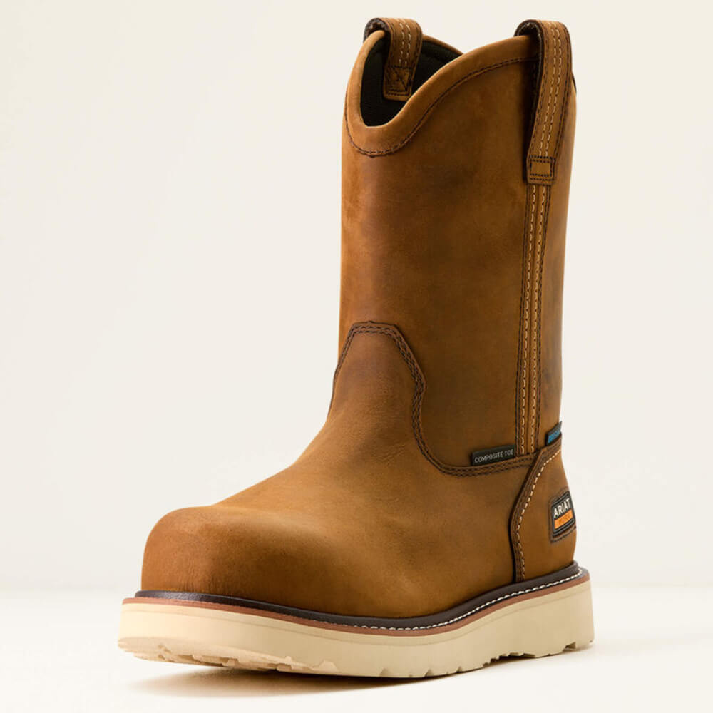 Ariat Mens Rebar Wedge Waterproof Work Boots Distressed Brown - 10053613