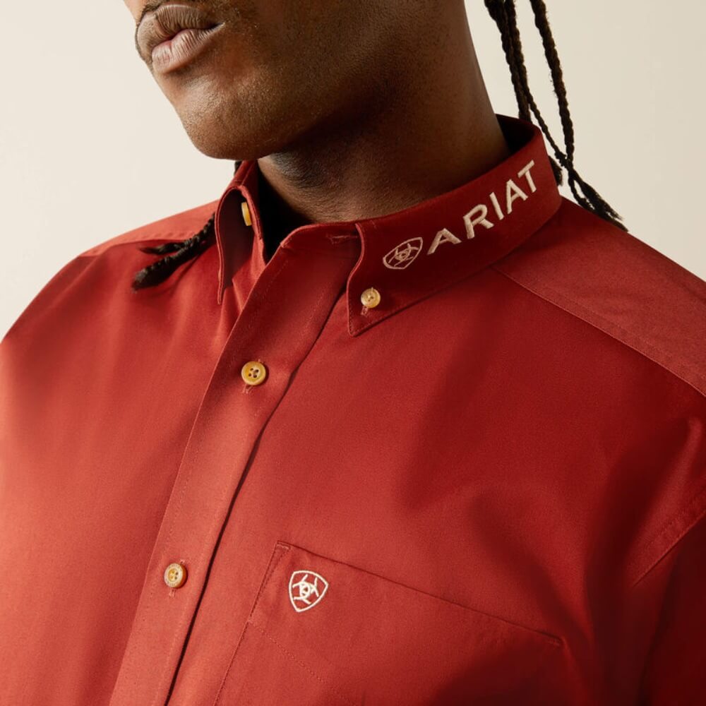 Ariat Mens Red Team Logo Twill Shirt