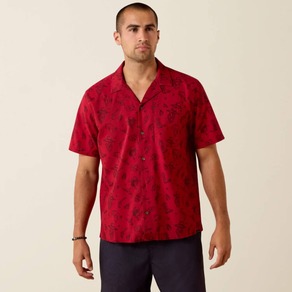 Ariat Mens Retro Camp Classic Fit Shirt Rio Red Western Toss - 10071592