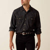 Ariat Mens Retro Halford Fitted Snap Shirt Dark Grey Chambray - 10071712
