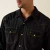 Ariat Mens Retro Halford Fitted Snap Shirt Dark Grey Chambray - 10071712