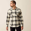 Ariat Mens Retro Harmon Fitted Snap Shirt Beluga Green Plaid - 10079577