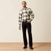 Ariat Mens Retro Harmon Fitted Snap Shirt Beluga Green Plaid - 10079577