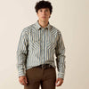 Ariat Mens Retro Hart Fitted Snap Shirt White Swan Stripe - 10073578