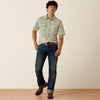 Ariat Mens Retro Hartman Fitted Snap Shirt Aquifer Plaid - 10073575