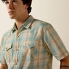Ariat Mens Retro Hartman Fitted Snap Shirt Aquifer Plaid - 10073575