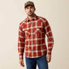 Ariat Mens Retro Hatford Fitted Snap Shirt Rosewood Plaid - 10079448