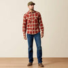 Ariat Mens Retro Hatford Fitted Snap Shirt Rosewood Plaid - 10079448