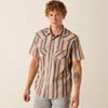 Ariat Mens Retro Haver Fitted Snap Shirt Copper Brown Stripe - 10071087