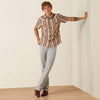 Ariat Mens Retro Haver Fitted Snap Shirt Copper Brown Stripe - 10071087