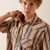 Ariat Mens Retro Haver Fitted Snap Shirt Copper Brown Stripe - 10071087