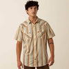Ariat Mens Retro Hawthorne Fitted Snap Shirt Sandshell Stripe - 10073572
