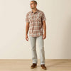 Ariat Mens Retro Hilliard Fitted Snap Shirt Light Brown Plaid - 10071595